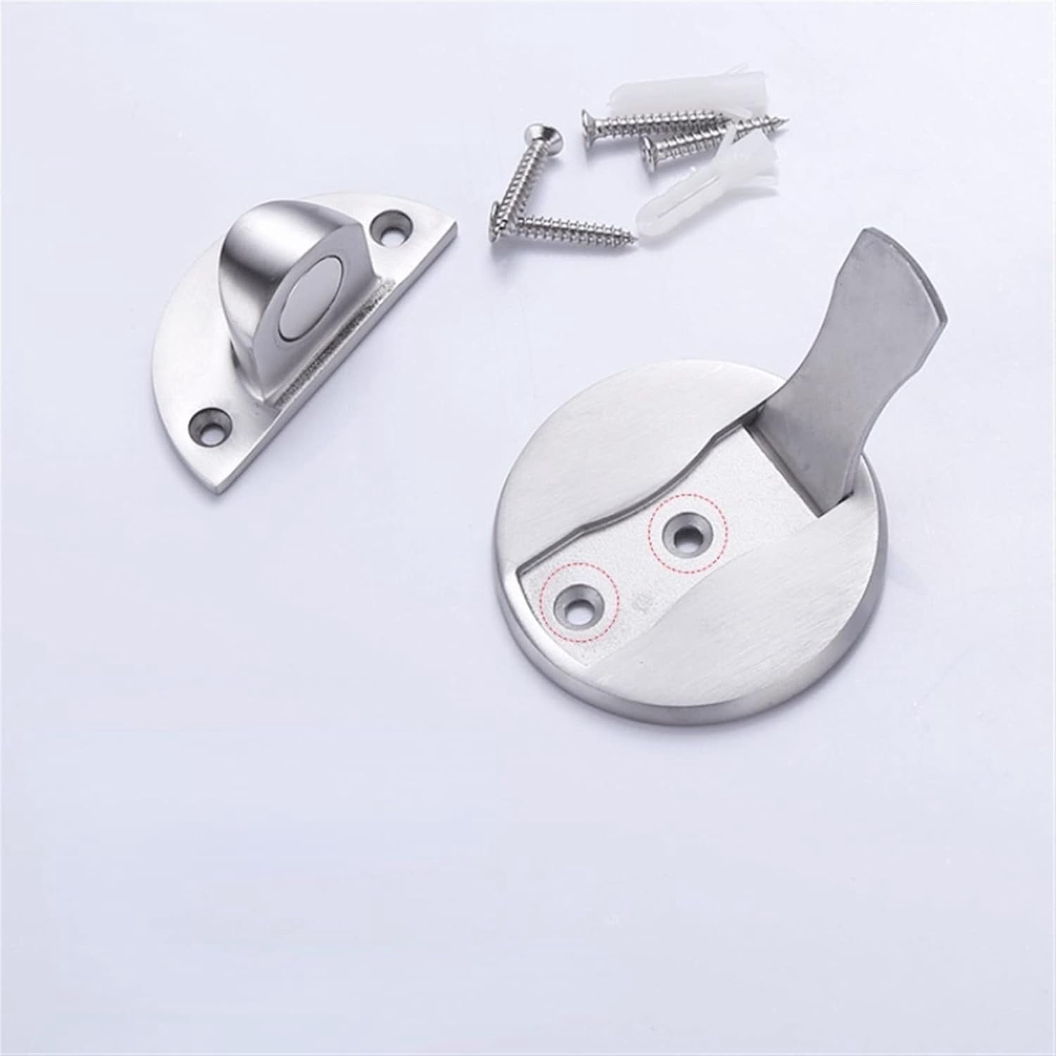 Punch-Free Stainless Steel Magnetic Door Stop Furniture Fittings Stopper for Door Double Hole Door Pad Door 1Pcs