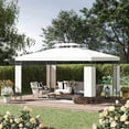 thumbnail image 3 of GVN Patio Garden Pergola, Pergola Canopy,13' x 10' Patio Gazebo Outdoor Canopy Shelter w/ Double Vented Roof, Cream White, 3 of 10