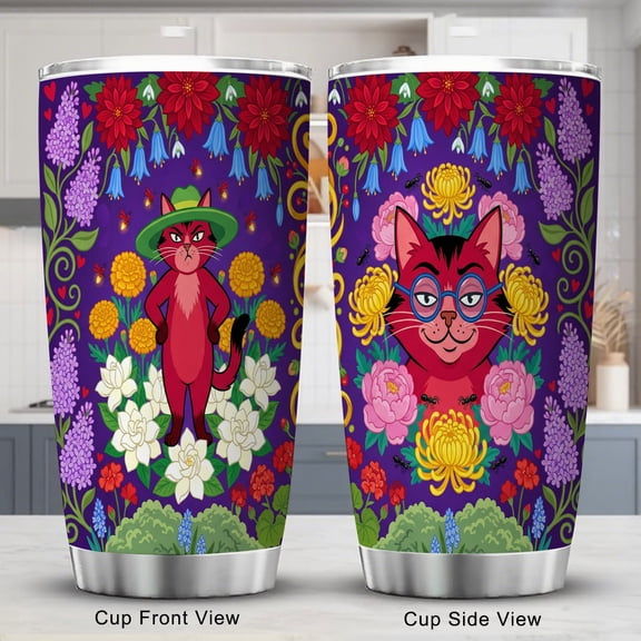 Cat Tumbler 20oz, Thoughtful Birthday Present for Animal Enthusiasts