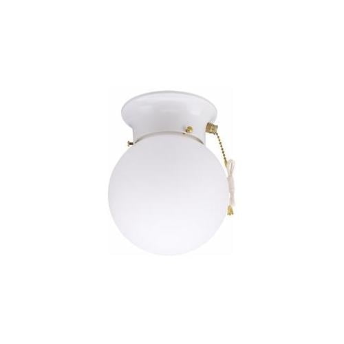 Westinghouse Lighting One-Light Indoor Flush-Mount Ceiling Fixture with pull chain - White Glass Globe