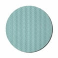 thumbnail image 1 of Geometric Mouse Pad for Computers, Abstract Latticework with Involuted Round Shapes and Four-Petal Flowers, Round Non-Slip Thick Rubber Modern Mousepad, 8" Round, Pale Grey and Teal, by Ambesonne, 1 of 2