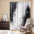 thumbnail image 3 of Black Gray White Kitchen Curtains 84 Inch Length, Minimalism Abstract Ombre Aesthetic Grommet Top Bedroom Living Room Curtains, Light Filtering Cafe Curtain Drapes 2 Panels Set 84''x84'', 3 of 9