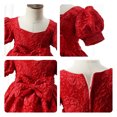 thumbnail image 4 of Jalioing Bubble Sleeve Princess Dress for Kids Girl Bow Ruched Puffy Dresses Birthday Party Baby Girls Skirts (1-2 Years, Red), 4 of 4
