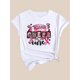 thumbnail image 3 of Camiseta De Mujer Verano Casual Mujer Básica Camiseta Para Deportes Callejeros PlayaWomen'S Casual Crew Neck T-Shirt with Pink Football Bowknot Lettering, Polyester Knit Fabric, Medium Stretch, Fash, 3 of 7