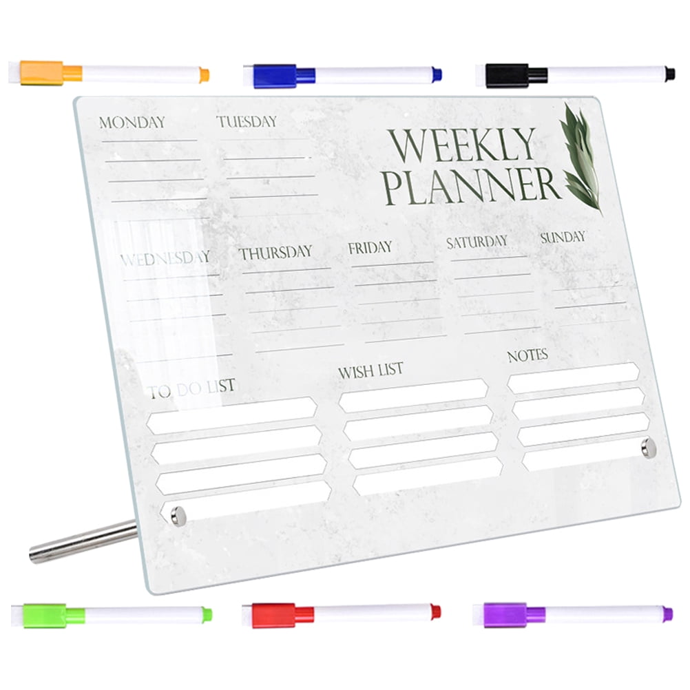 Raindrops 1Set Acrylic Dry Erase Board with Pen Clear Weekly Planner Magnetic Memo Board for Home