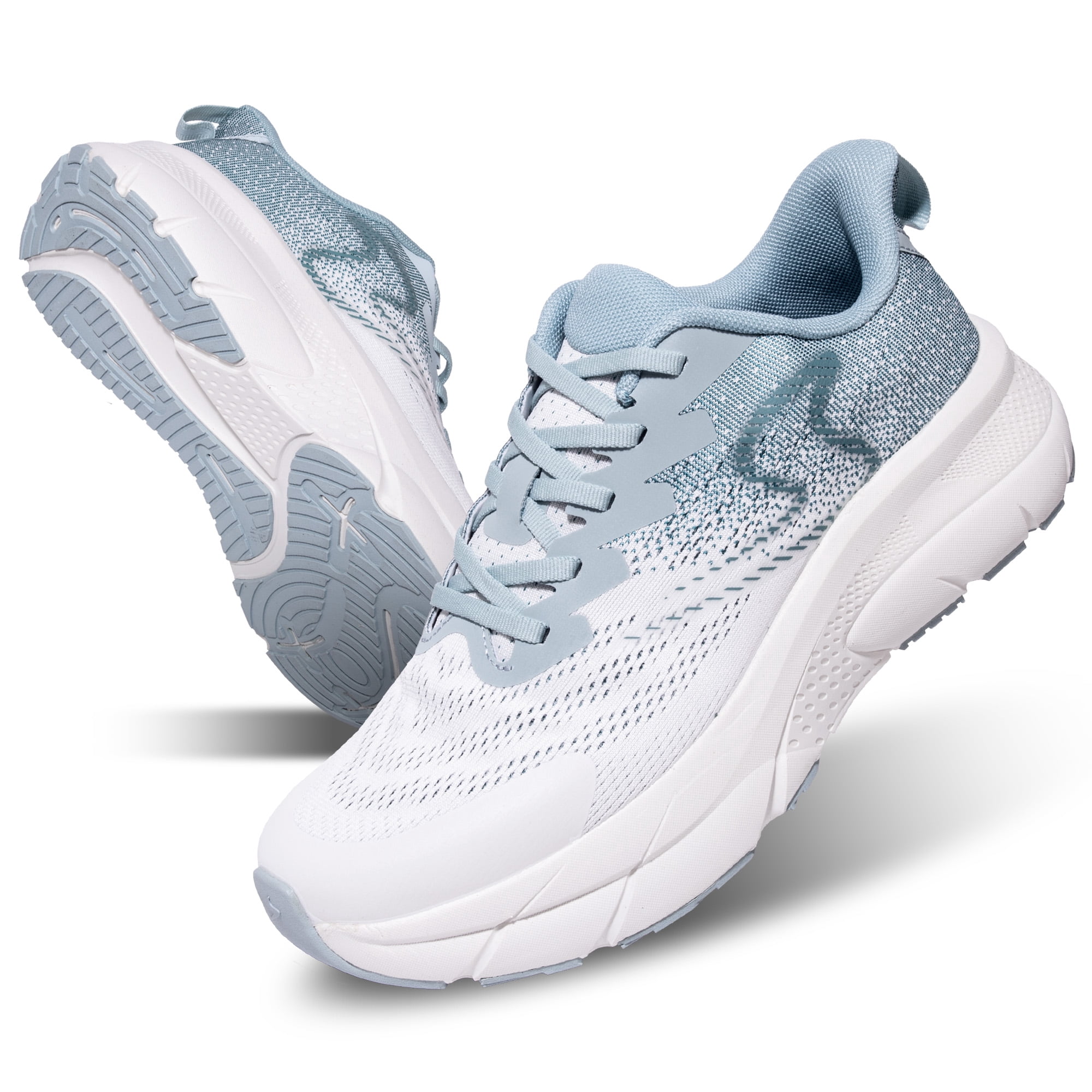 Men’s Lightweight Running Shoes Women's Stylish Athletic Sneakers for Walking Workout Gym Tennis Cross-Training White Navy Size 8