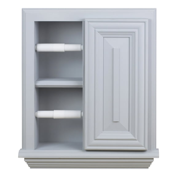 Hestia Primed Gray Solid Wood Recessed Double Toilet Paper Holder with Cabinet 14"w x 16.25"h