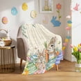 thumbnail image 3 of Throw Blanket Fleece Throw Blanket 50x80in, Easter Farm Rabbit Eggs Floral Soft Lightweight Bed Blankets Watercolor Plant on Postcard Fuzzy Couch Blankets for All Season, 3 of 9