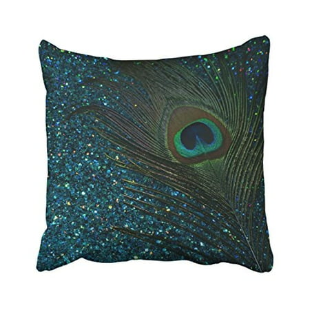 Peacock Decorative Items WinHome Popular Glittery Aqua Blue Peacock Pattern Polyester 18 x 18 Inch Square Throw Pillow Covers With Hidden Zipper Home Sofa Cushion Decorative Pillowcases ()