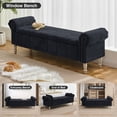 thumbnail image 6 of Base Beauty 67" Storage Bench with Arms, Upholstered End of Bed Bench, Linen Large Storage Ottoman Bench for Bedroom, Entryway, Black, 6 of 9