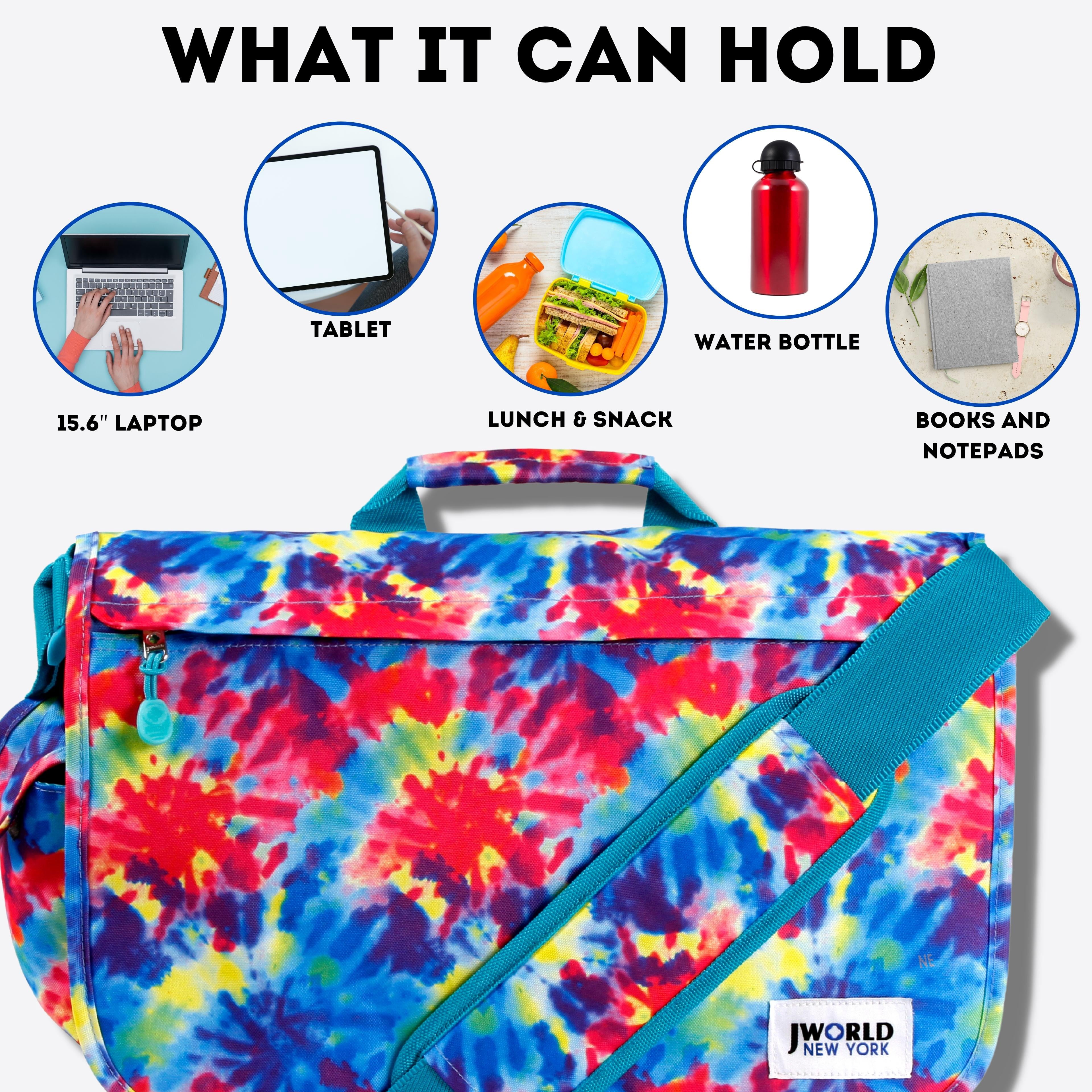 J World Unisex Thomas 16" Messenger Bag With Laptop Sleeve For School And Travel, Tie Dye