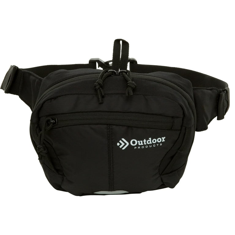 Outdoor Products Essential 2 Ltr Waist Pack Fanny Pack, Black, Unisex,  Polyester Zipper