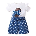 thumbnail image 7 of Hienoo Toddler Girls Outfits Ruffle Short Sleeve Graphic T-Shirt Shorts Set, Sizes 2-3T, 7 of 7