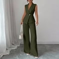 thumbnail image 6 of Stichou Suits 2 Piece Set for Women Sophisticated One Button Blazer Wide Leg Trousers Set Professional 2026 Office Work Casual Solid Outfits Green 2XL, 6 of 6