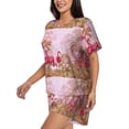 thumbnail image 2 of Balery Flamingos In The Tropical Forest Pattern Womens Pajama Sets 2 Piece Soft Short Sleeve Top and Shorts Sleepwear Round Neck Pjs Lounge Set with Pockets-X-Large, 2 of 7