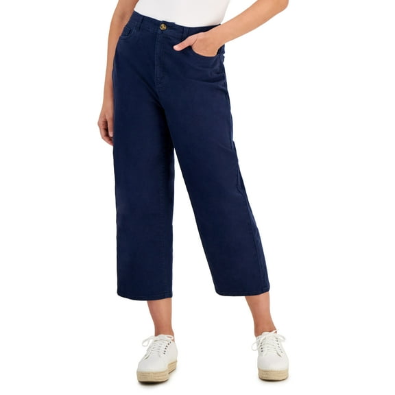 Style & Co Womens Wide Leg Cropped Pants Industrial Blue 10