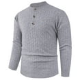 thumbnail image 2 of SERTG Men's Round Neck Sweater Fall Winter Solid Color Stylish Casual Half Button Stretch Knit Sweater Soft Men's Sweaters Pullover(Gray,3XL), 2 of 6