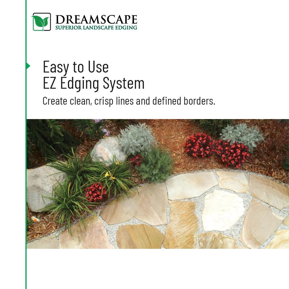 Dreamscape E-Z Edge Aluminum Landscape Edging Kit, Black, 8 Pack 6ft Metal Lawn and Garden Border