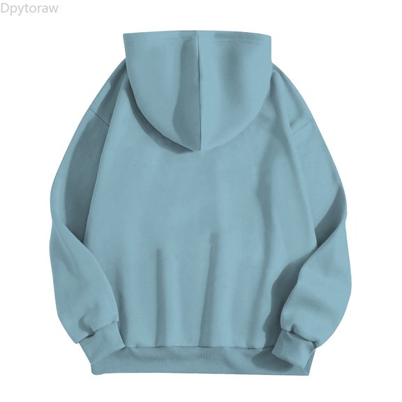 Dpytoraw Women's Zip Up Hoodie, Solid Color with Pockets for Casual Wear Blue L