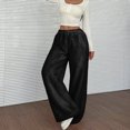 thumbnail image 5 of GrmtClth Plush Wide Leg Pants for Women Cozy Loose Fit Long Pants Casual Fleece Thermal Elastic Waist Bottoms Black S, 5 of 6