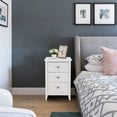 thumbnail image 4 of VINGLI Upgraded White Nightstand w/ 3 Drawers Modern Bedroom Wooden Bed Side Table, 4 of 8