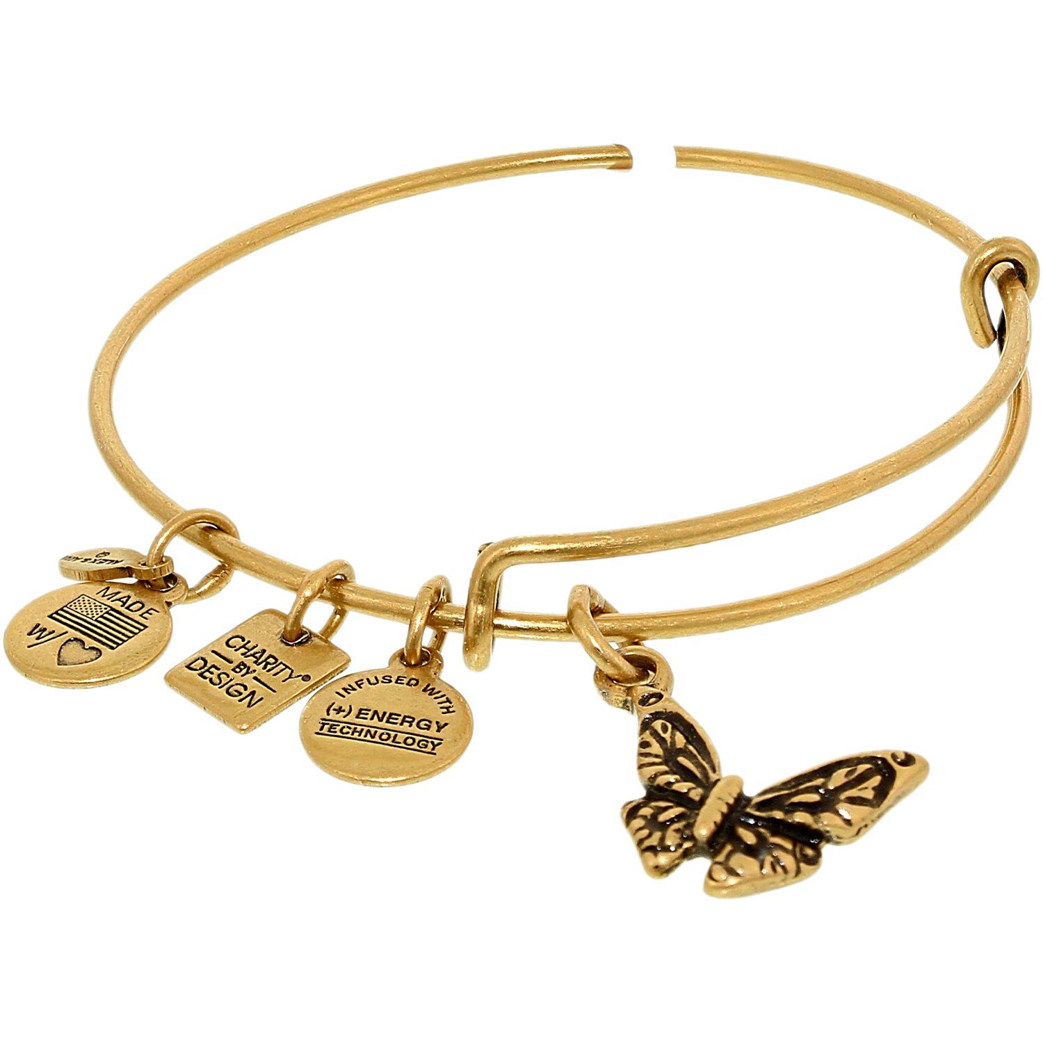 Alex and Ani Women's Butterfly Rafaelian Gold Charm Bracelet