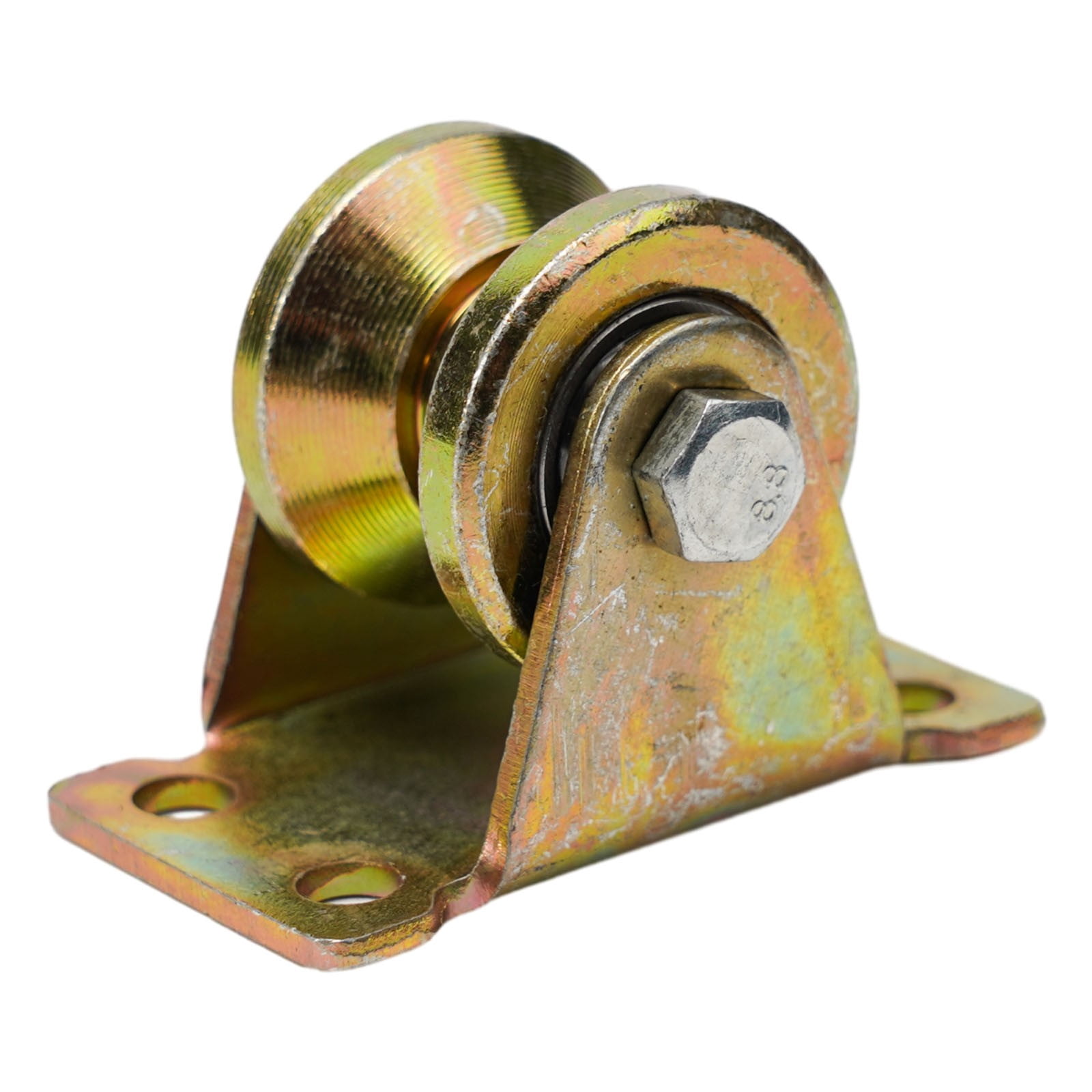 CHENGSI for Heavy Duty V Groove Wheel Caster Set for Inverted Track Sliding Gate, Steel Construction, 1.2 Inch Base Plate, 440 Pounds Load Capacity per Wheel, Pack of 4