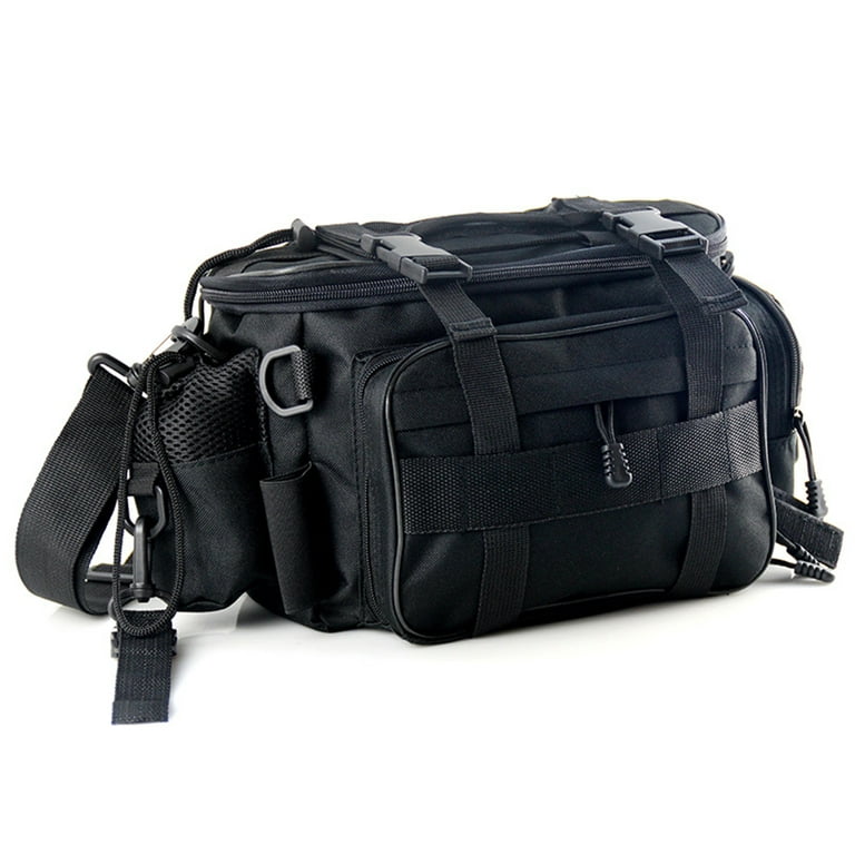 Fishing Tackle Bag with Pockets, Adjustable Strap, Ideal Gift for Enthusiasts, Size: 40, Black