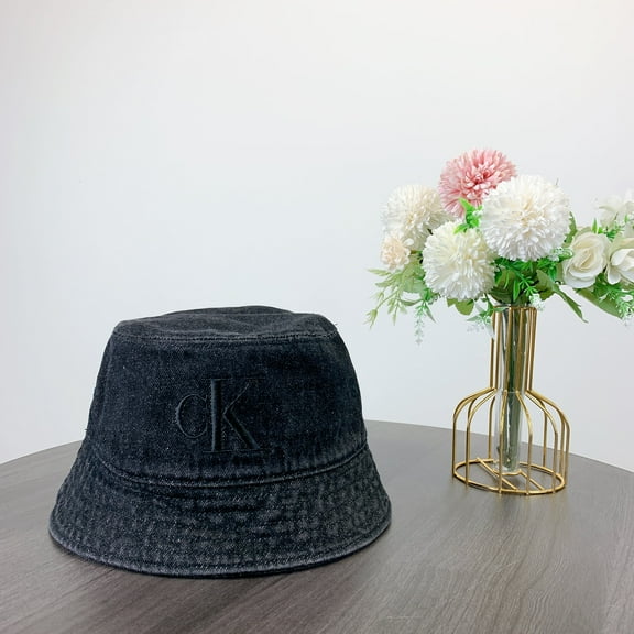 Calvin Klein Washed Denim Embroidered Logo Bucket Hat IN Black