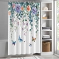 thumbnail image 3 of Flower Butterfly Fabric Shower Curtain Eucalyptus Leaves Washable Shower Curtains for Bathroom, Waterproof Bath Curtain with Hooks Home Decor 72x84in, 3 of 8