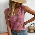 thumbnail image 2 of MESSUEN Sleeveless Tops Womens T Shirts Loose Fit V-neck Raglan V Neck Tops Knitted Tank Top Cable Knit Sweater Vest Casual Solid Tee Shirts Summer Tops for Women Summer Red L, 2 of 4