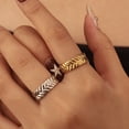 thumbnail image 3 of Thumb Ring Retro Leaf Shape Adjustable Opening Design Finger Ring Anti-Oxidation Stainless Steel Finger Band, 3 of 8
