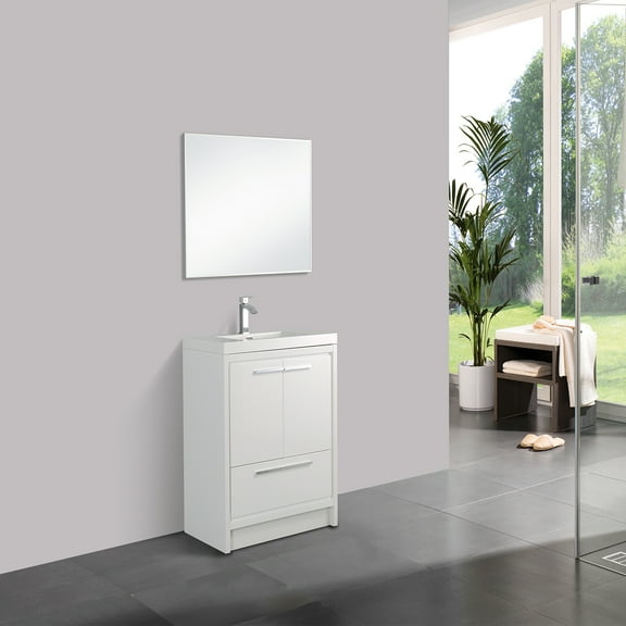 Eviva Grace 36 in. White Bathroom Vanity with White Integrated Acrylic Countertop