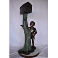 thumbnail image 2 of Nifao A Boy Standing by His Mailbox Looking at Birds Bronze Statue – Outdoor Garden Decor Sculpture, 25"L x 22"W x 51"H, 2 of 11