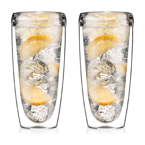 PAVINA TO GO DOUBLE WALL TUMBLER WITH LID AND STRAW, 24 OZ, PLASTIC, WHITE