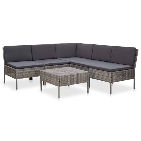 vidaXL Patio Furniture Set 6 Piece Sectional Sofa with Coffee Table Rattan