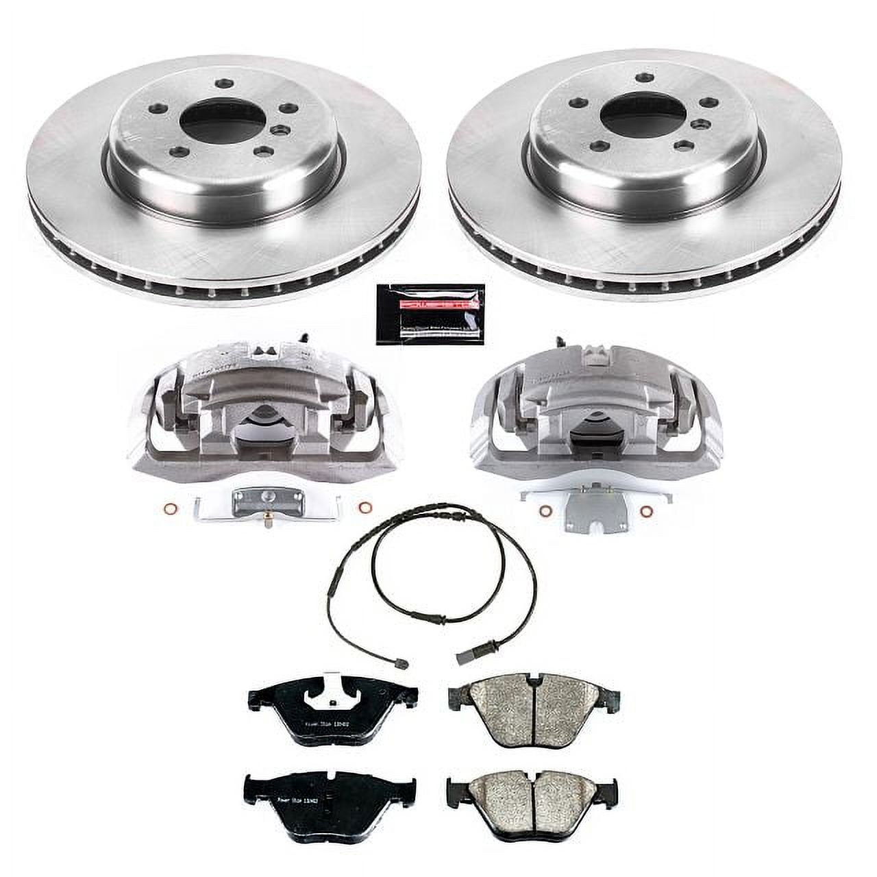 PowerStop Front Stock Replacement Brake Pad and Rotor Kit with Calipers Fits: BMW Select Models KCOE6020