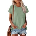 thumbnail image 4 of Oversized Tshirts for Women Cap Short Sleeve Summer Casual Crew Neck Solid Color Casual Loose Fit Mint Green Tank Tops Sizes 3XL, 4 of 7