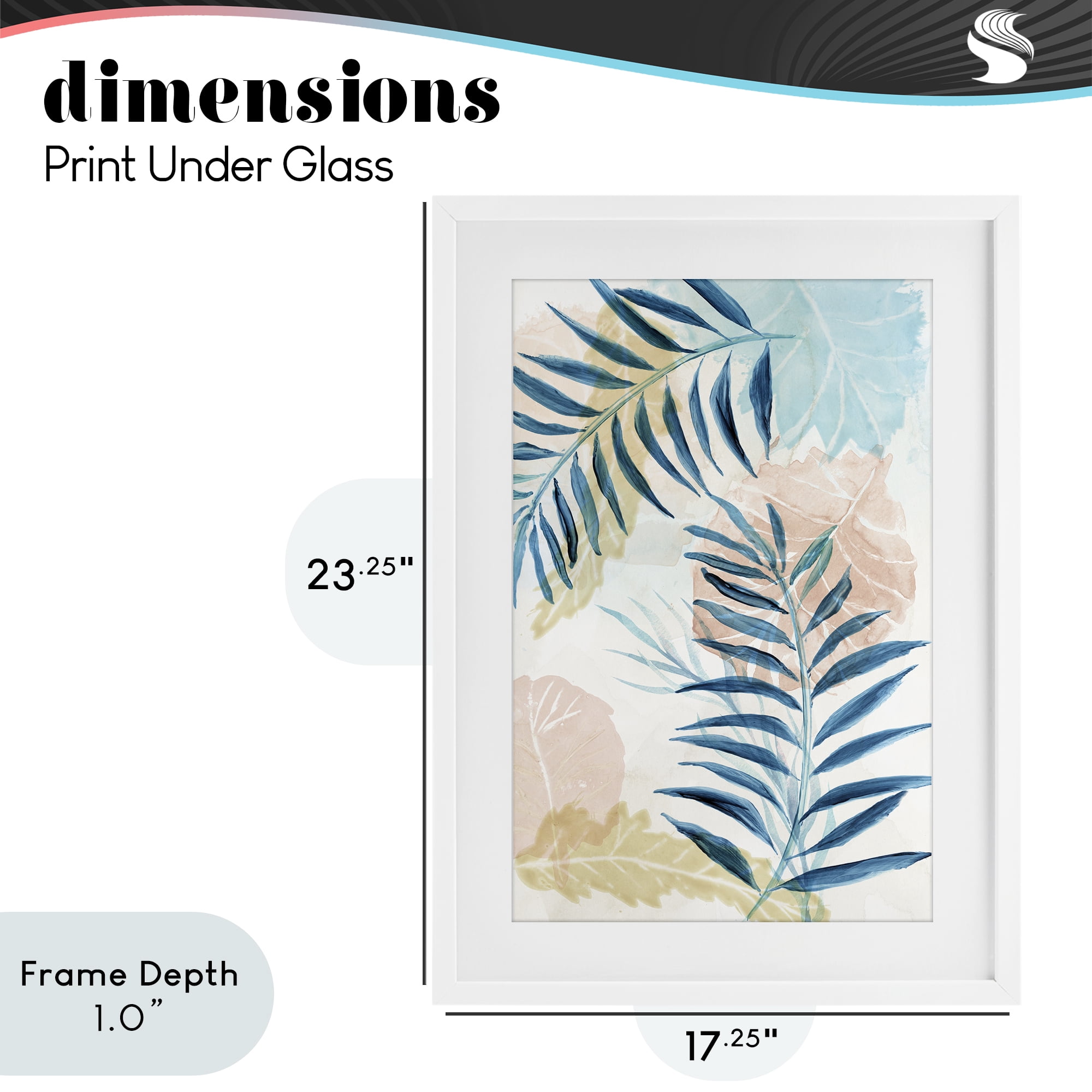 Stupell Industries Blue Palm Fronds in Pastel Haze White Framed Print Under Glass, design by Nan
