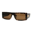 thumbnail image 1 of Square Flat Top Narrow Rectangular Plastic 90s Sunglasses Tortoise Brown, 1 of 4