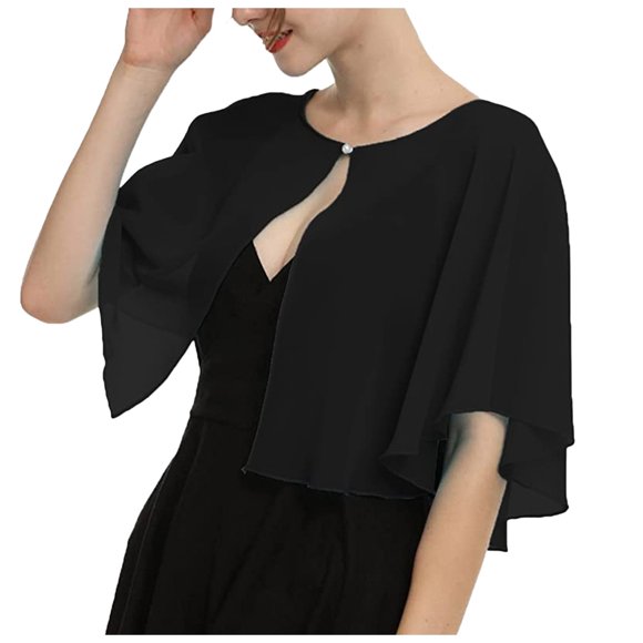 Aocisk Elegant Chiffon Fashion Shawl Wrap Stole For Women Evening Dress Accessory Black A