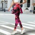 thumbnail image 3 of COEQINE Yoga Skirted Legging for Women Breathable High Waist Tennis Leggings with Skirts Ruffle Pleated Comfy Red Abstract Ink Splashing Print Golf Skort Pants with Pockets, XL, 3 of 7