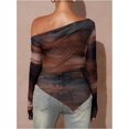 thumbnail image 3 of - playera de mernidad para mujer, con ribete asimétrico de lechuga, manga larga, para embarazo, para otoño, 3 of 5