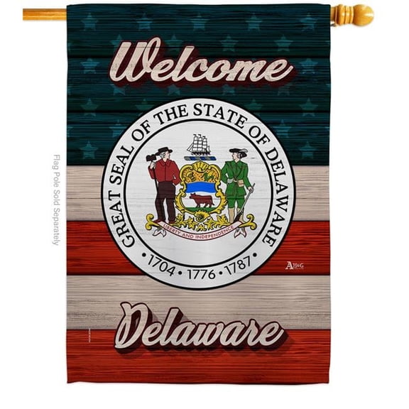Americana Home & Garden H141264-BO 28 x 40 in. Welcome Delaware Double-Sided Vertical Decoration Banner House & Garden Flag - Yard Gift