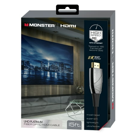 Monster UHD Platinum Fiber Optic HDMI Cable - 15ft