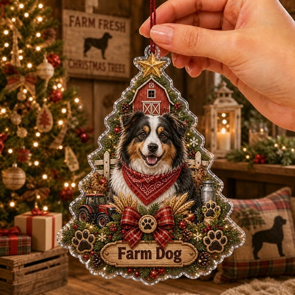 Christmas Ornament Farm Dog Acrylic Tree Hanging for Dog Lovers