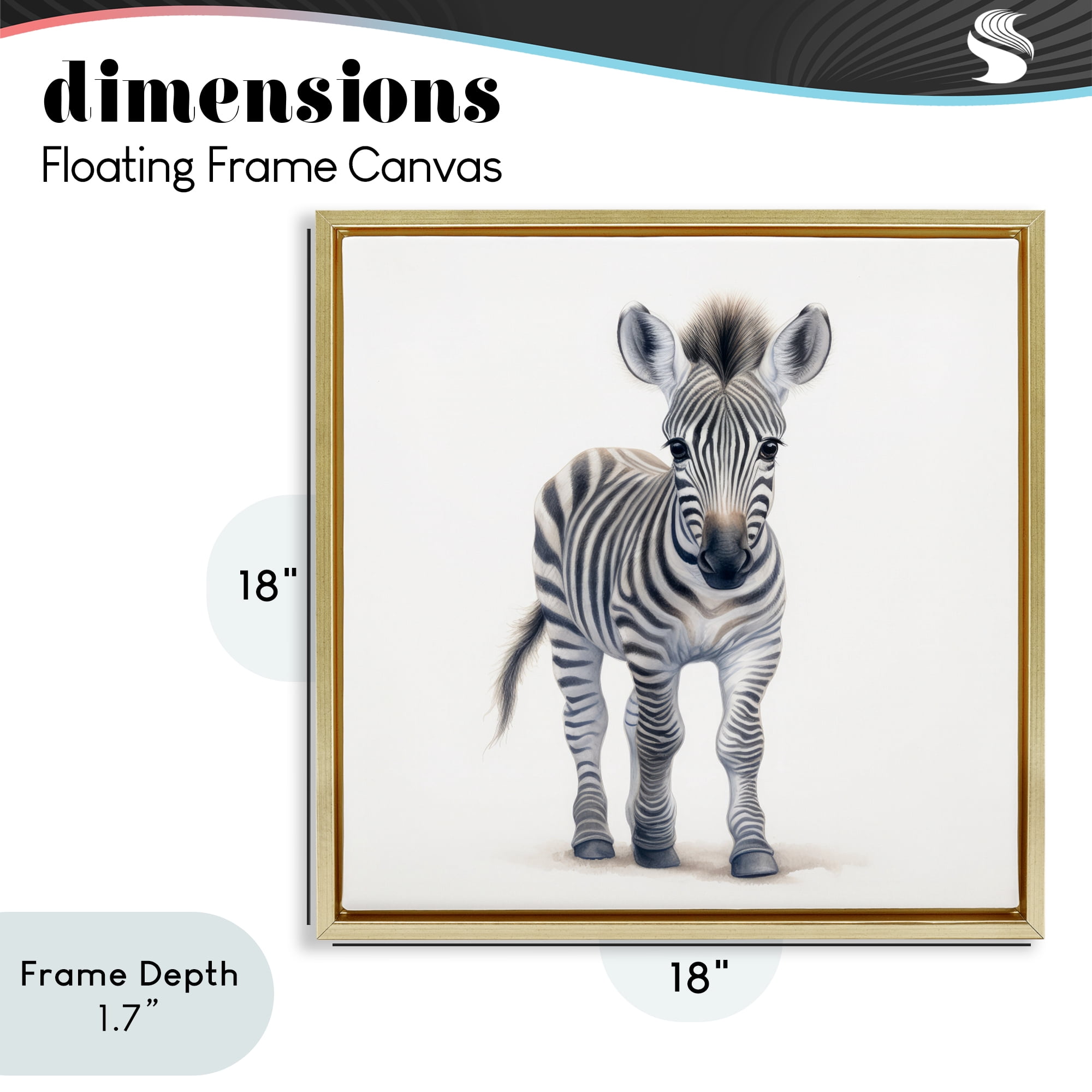 Stupell Industries Friendly Zebra Foal Gold Framed Floater Canvas Wall Art, design by Ray Powers