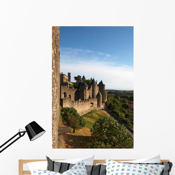 Carcassonne-09 Fortress Medieval City Wall Mural Decal by Wallmonkeys Vinyl Peel and Stick Graphic (48 in H x 32 in W)