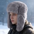 thumbnail image 4 of yocbz Winter Ushanka Russian Trapper Hats with Ear Flaps, Warm Full Hood Earflap Hat for Men and Women Windproof Fluffy Hats, A, 4 of 9
