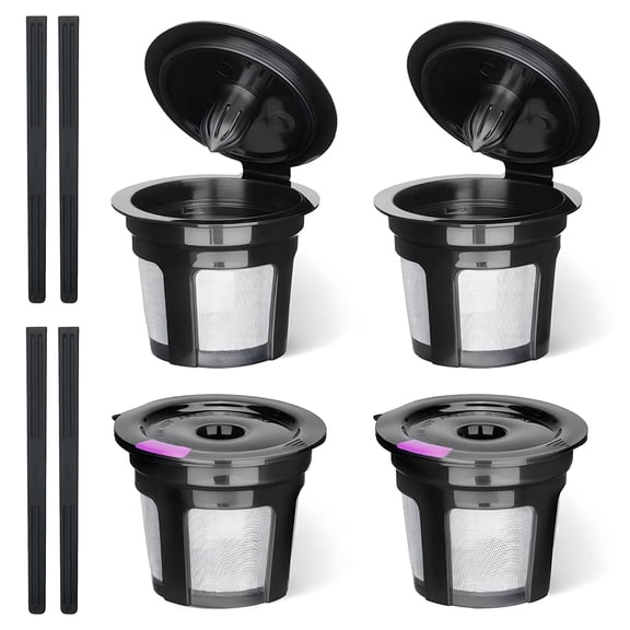 Refillable Coffee Pods for Keurig 2.0 & 1.0 Brewers Universal Kcup Filters Eco-Friendly Reusable K Cups 4 Packs with Stir Sticks